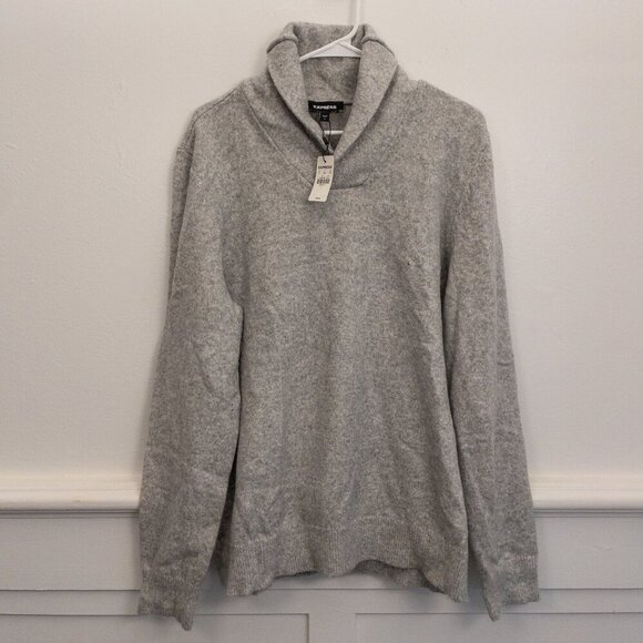 Express Men’s Shawl Collar Sweater | Classic Gray | Size L | NWT - Picture 3 of 5